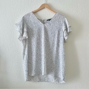 Adrianna Papell Polka Dot Ruffled Sleeve Top